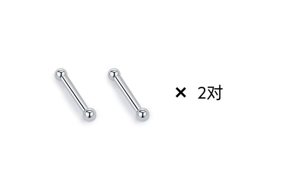 Wholesale Silver Ear Stick With Two Round Beads Geometric Style Electroplated For Girls Anti Blocking Sleeping Ear Holes
