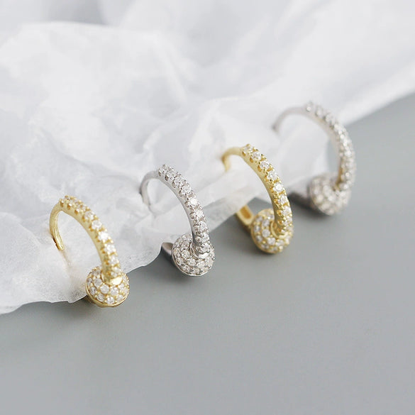 Wholesale Silver Ear Studs For Women Geometric Style S925 Silver Gold Ball Diamond Electroplated