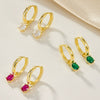 Wholesale 925 Silver Earrings Geometric Style Colorful Egg Zircon Design For Women