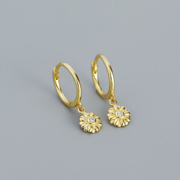 Wholesale Silver Earrings 925 Sterling Silver Floral Ear Buckle Electroplated Design