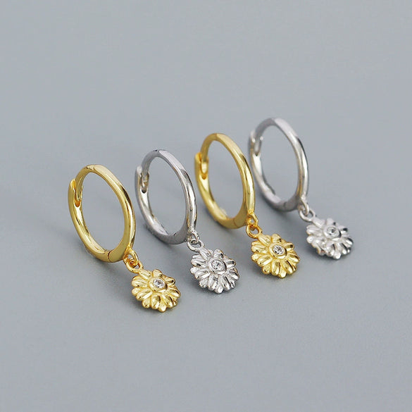 Wholesale Silver Earrings 925 Sterling Silver Floral Ear Buckle Electroplated Design