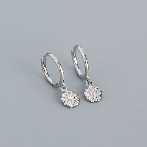 Wholesale Silver Earrings 925 Sterling Silver Floral Ear Buckle Electroplated Design
