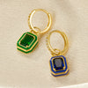 Wholesale 925 Silver Earrings With Colorful Zircon Square Shape Geometric Pattern Inlaid Zircon Process For Women
