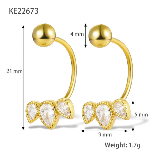 Wholesale 925 Silver Earrings With Geometric Pattern And Zircon Design Simple Light Luxury Style For Women