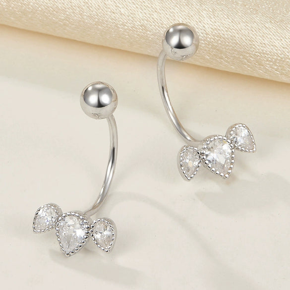 Wholesale 925 Silver Earrings With Geometric Pattern And Zircon Design Simple Light Luxury Style For Women