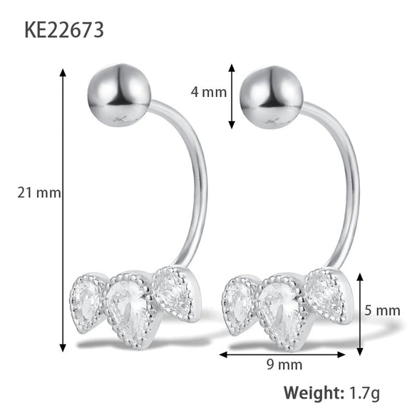 Wholesale 925 Silver Earrings With Geometric Pattern And Zircon Design Simple Light Luxury Style For Women