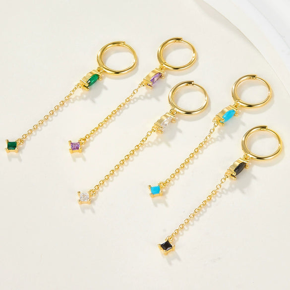 Wholesale Silver Earrings With Geometric Style And Zircon Treatment