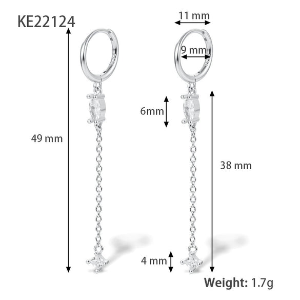 Wholesale Silver Earrings With Geometric Style And Zircon Treatment