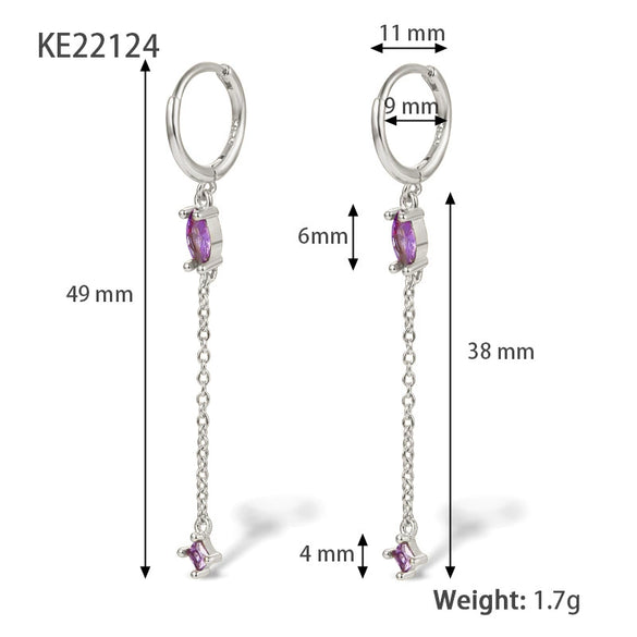 Wholesale Silver Earrings With Geometric Style And Zircon Treatment