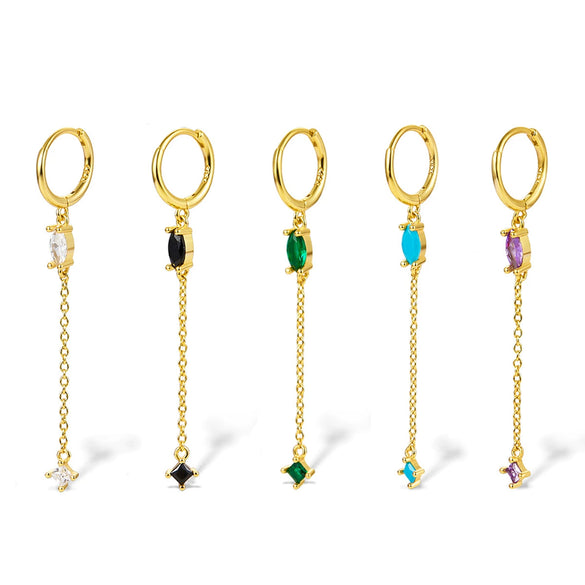Wholesale Silver Earrings With Geometric Style And Zircon Treatment