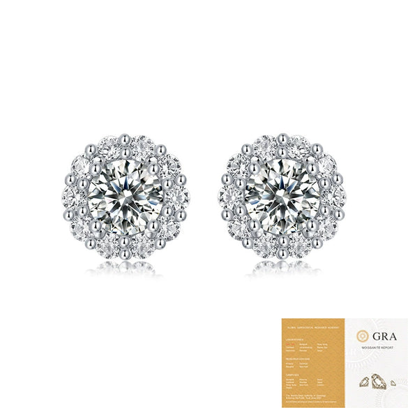 Wholesale Silver Earrings With Moissanite And Geometric Pattern Set With Diamonds Fashion Style For Women