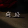 Wholesale Silver Earrings With Star Tassel And Water Drop Zircon Electroplated