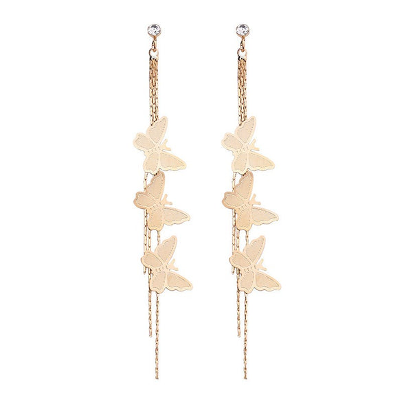 Wholesale 925 Silver Electroplated Butterfly Long Tassel Earrings For Women