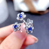 Wholesale 925 Silver Electroplated Fairy Style Flower Pattern Ring Inlaid With Natural Sapphire For Women
