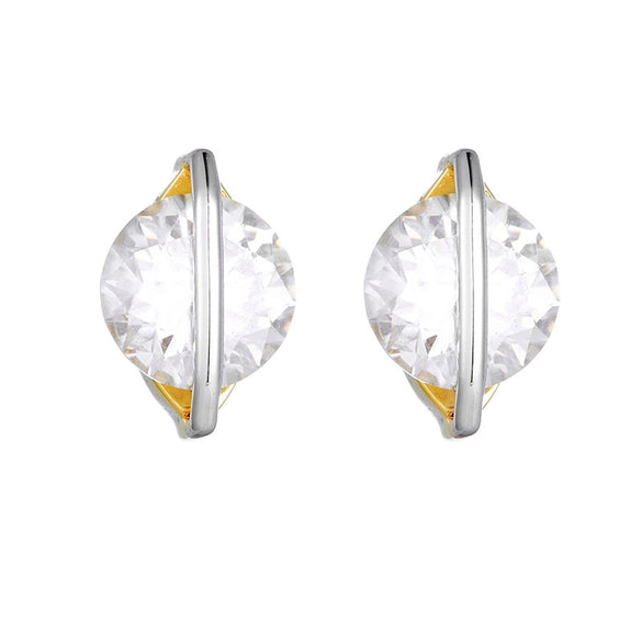 Wholesale 925 Silver Electroplated 14K Gold Geometric Moissanite O Word Chain Necklace And Stud Earrings Set For Women