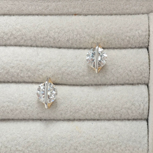 Wholesale 925 Silver Electroplated 14K Gold Geometric Moissanite O Word Chain Necklace And Stud Earrings Set For Women