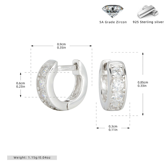 Wholesale Silver Fashion Simple Geometric Stone Earrings Inlaid Zircon