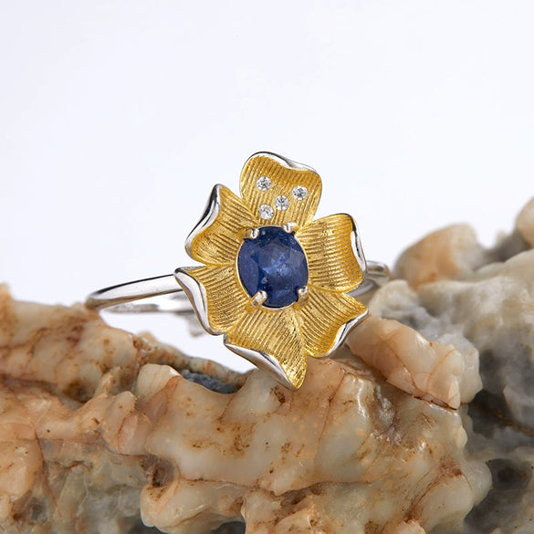 Wholesale Silver Finger Ring Geometric Flower Design For Women