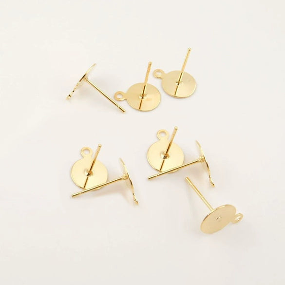 Wholesale 925 Silver Flat Earrings With Pearl Electroplated In 18K Real Gold Original Design Accessories