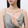 Wholesale Silver Floral Aquamarine Necklace With Geometric Style And Diamond For Women