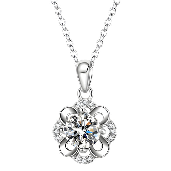 Wholesale 925 Silver Flowershaped Pendant Necklace Natural Style Jewelry