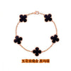 Wholesale Silver Fourleaf Clover And Flower Style Bracelet Set With Gems