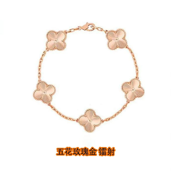 Wholesale Silver Fourleaf Clover And Flower Style Bracelet Set With Gems