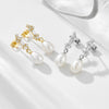 Wholesale Silver French Retro Freshwater Pearl Inlaid Geometric Square Pendant Earrings For Women