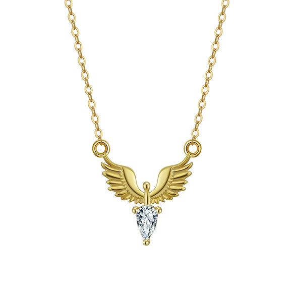 Wholesale Silver Geometric Angel Wings Clavicle Necklace With Electroplating For Women