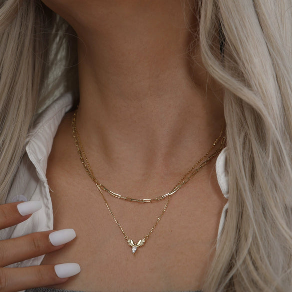 Wholesale Silver Geometric Angel Wings Clavicle Necklace With Electroplating For Women
