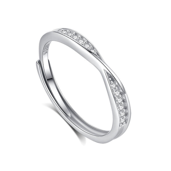 Wholesale 925 Silver Geometric Couple Open Ring Light Luxury Valentine's Day Gift