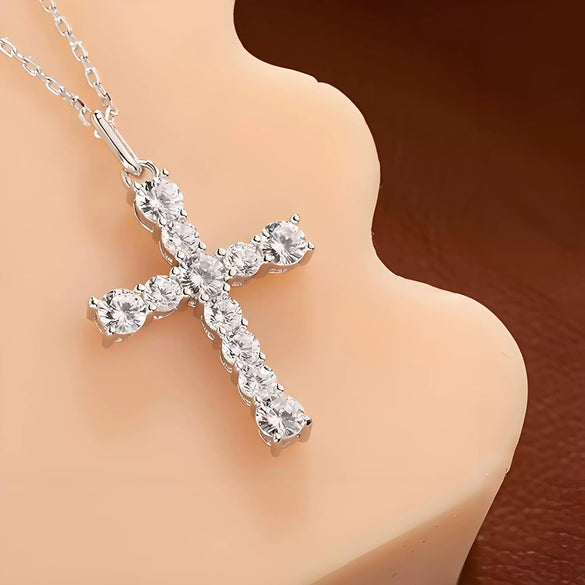 Wholesale Silver Geometric Cross Necklace For Women Diamond Plated 18K Gold