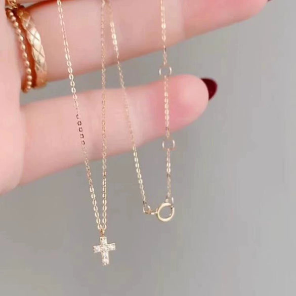 Wholesale Silver 925 Geometric Cross Pendant Necklace With O Shaped Chain Plated With 14K Gold For Women
