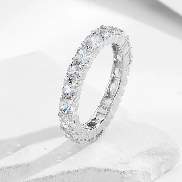Wholesale Silver Geometric Diamond Cut Zircon Set Ring For Women