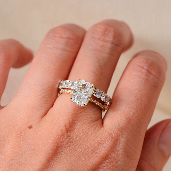 Wholesale Silver Geometric Diamond Cut Zircon Set Ring For Women