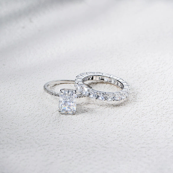 Wholesale Silver Geometric Diamond Cut Zircon Set Ring For Women