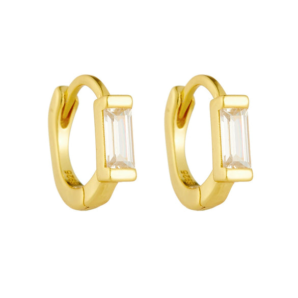 Wholesale 925 Silver Geometric Diamond Rectangular Zircon 14K Gold Plated Light Luxury Women's Earrings