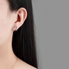 Wholesale Silver Geometric Double Layer Round Micro Inlaid Zircon Electroplated Earring Buckles