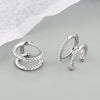 Wholesale Silver Geometric Double Layer Round Micro Inlaid Zircon Electroplated Earring Buckles