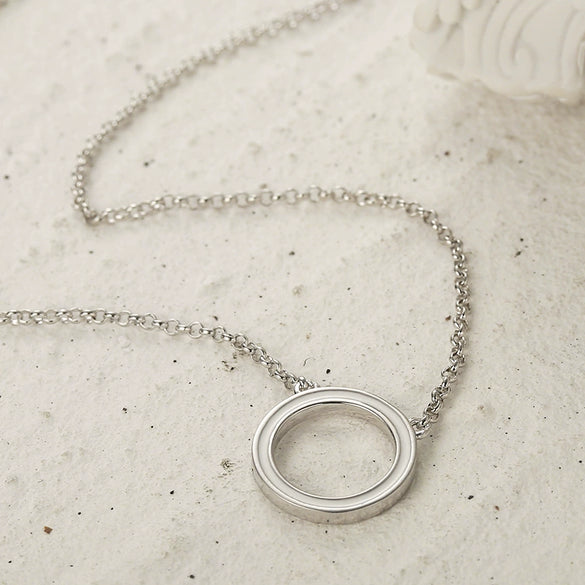 Wholesale Silver Geometric Drop Circle Clavicle Chain Necklace 925 Sterling Silver Electroplating For Women
