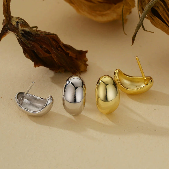 Wholesale Silver Geometric Drop Shape Electroplated Earrings Unisex Simple Ins Fashion Allmatch