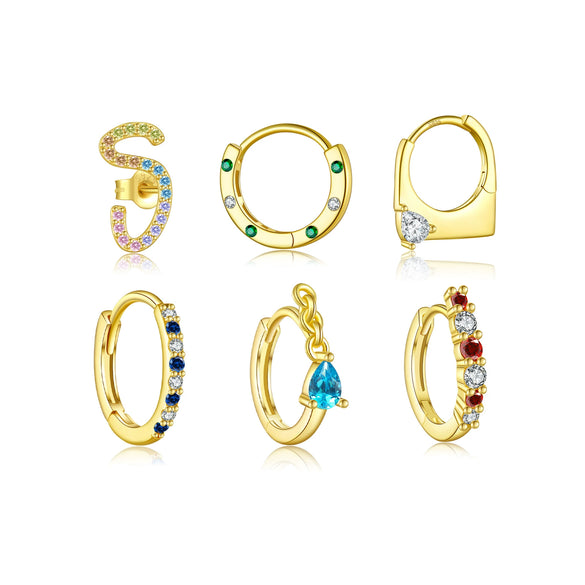 Wholesale Silver Geometric Earrings With Zircon Electroplated With Platinum And 18K Gold For Women