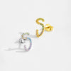 Wholesale Silver Geometric Earrings With Zircon Electroplated With Platinum And 18K Gold For Women