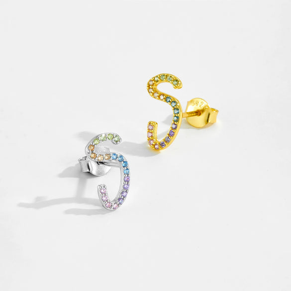 Wholesale Silver Geometric Earrings With Zircon Electroplated With Platinum And 18K Gold For Women