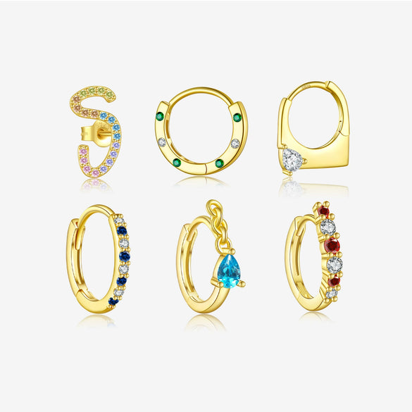Wholesale Silver Geometric Earrings With Zircon Electroplated With Platinum And 18K Gold For Women