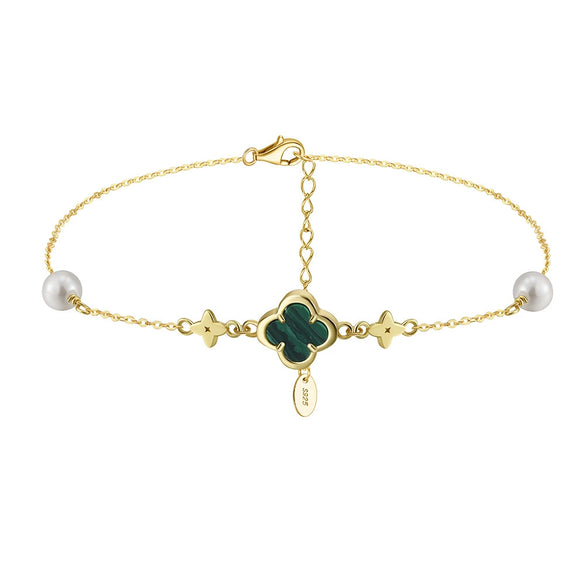 Wholesale 925 Silver Geometric Fourleaf Clover Women's Anklet