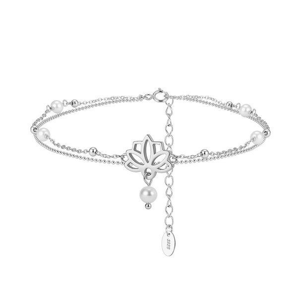 Wholesale 925 Silver Geometric Hollow Anklet For Women