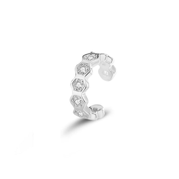 Wholesale 925 Silver Geometric Honeycomb And C Shaped Electroplated Ear Clips For Unisex