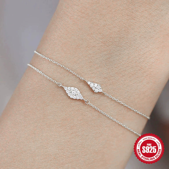 Wholesale 925 Silver Geometric Kite Shaped Women's Bracelet With Electroplating And Unique Design