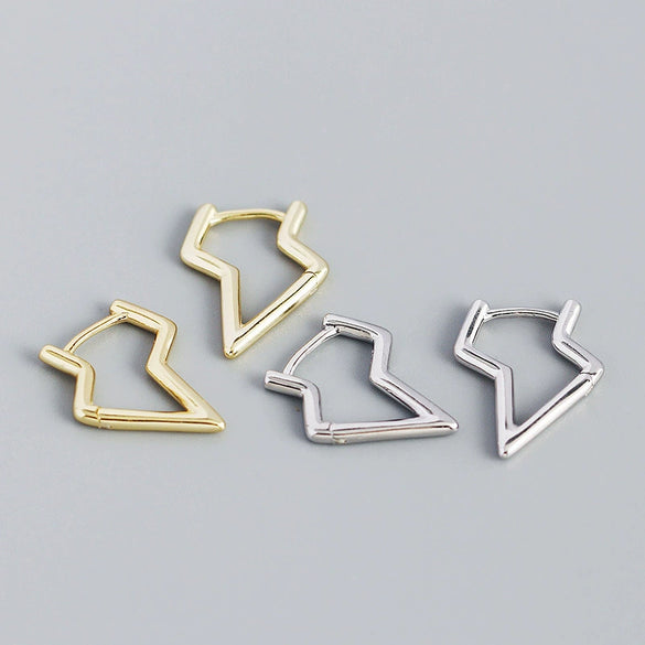 Wholesale Silver Geometric Lightning Irregular Ear Buckle Earrings S925 Silver Electroplating